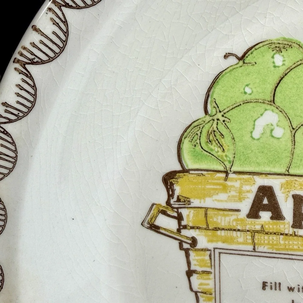 Vintage Apple Pie Recipe Pie Plate DEE Signed 10.25